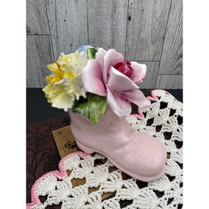 Vintage Radnor England Bone China Pink Book with Flowers Figurine